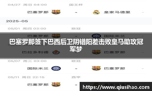 巴塞罗那签下巴西后卫阴错阳差击败皇马助攻冠军梦